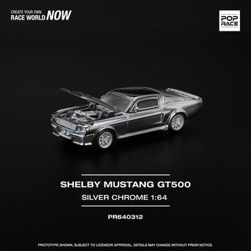 Pop Race #312 Shelby Mustang GT500 Silver Chrome – Pre-Order | 1:64 Scale Premium Die-Cast Model
