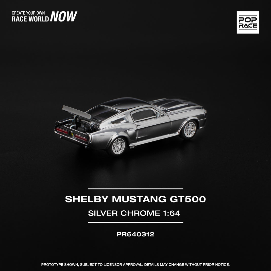 Pop Race #312 Shelby Mustang GT500 Silver Chrome – Pre-Order | 1:64 Scale Premium Die-Cast Model