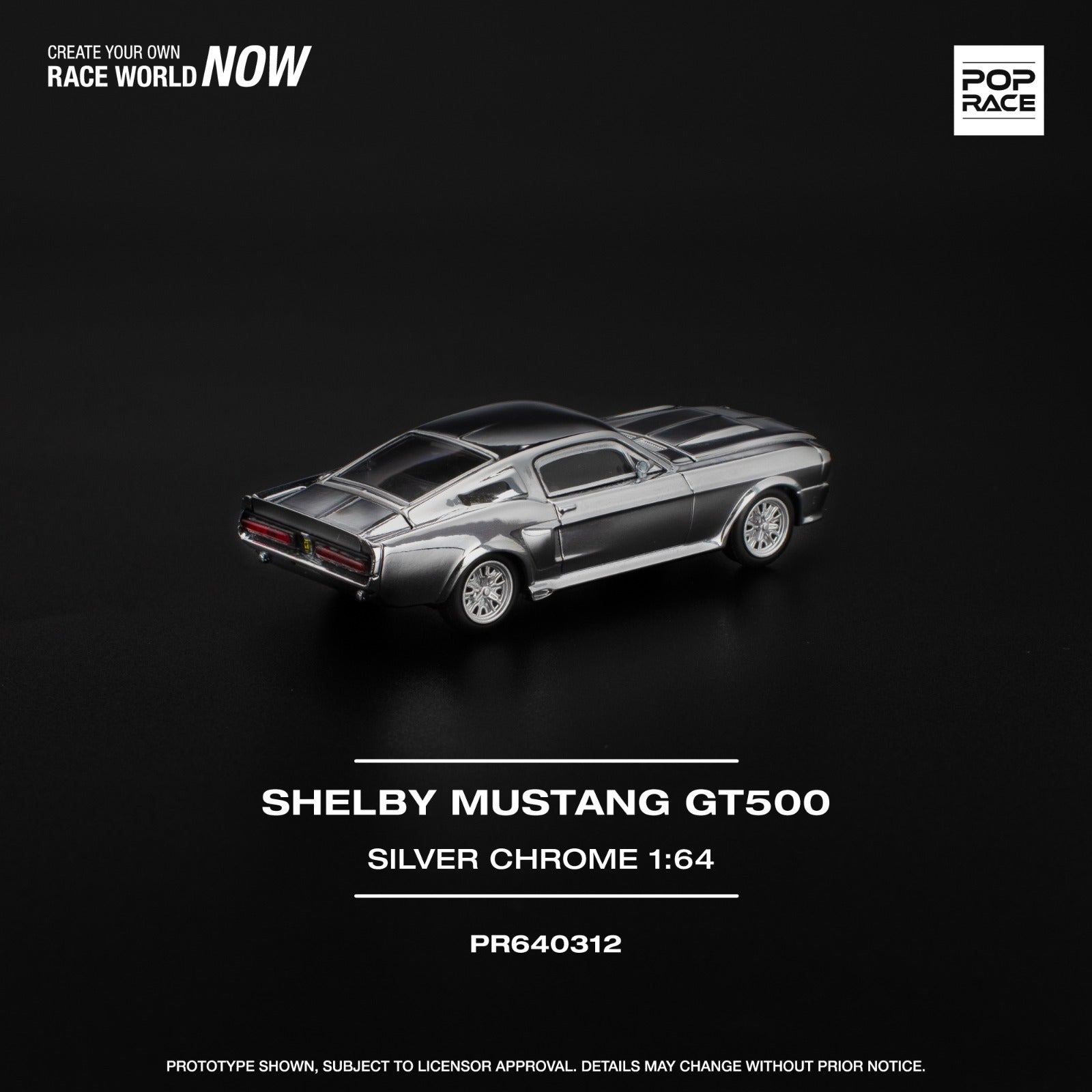 Pop Race #312 Shelby Mustang GT500 Silver Chrome – Pre-Order | 1:64 Scale Premium Die-Cast Model