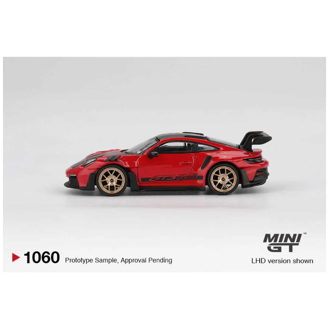 Mini GT #1060: Porsche 911 (992) GT3 RS Weissach Package Guards Red