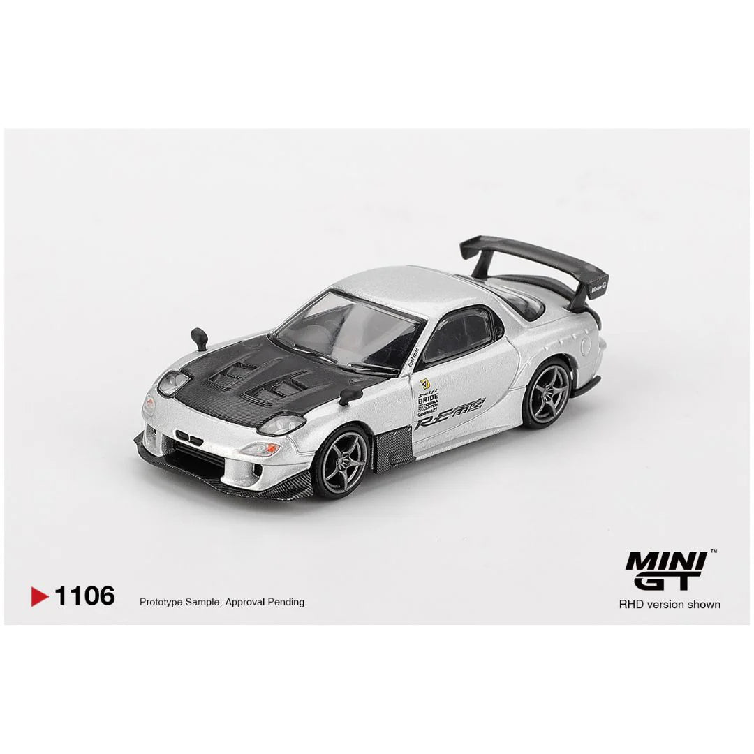 Mini GT #1046 Mini GT Blister #1106 Mazda RX-7 RE-Amemiya Silver Metallic – 1:64 Scale Diecast Model