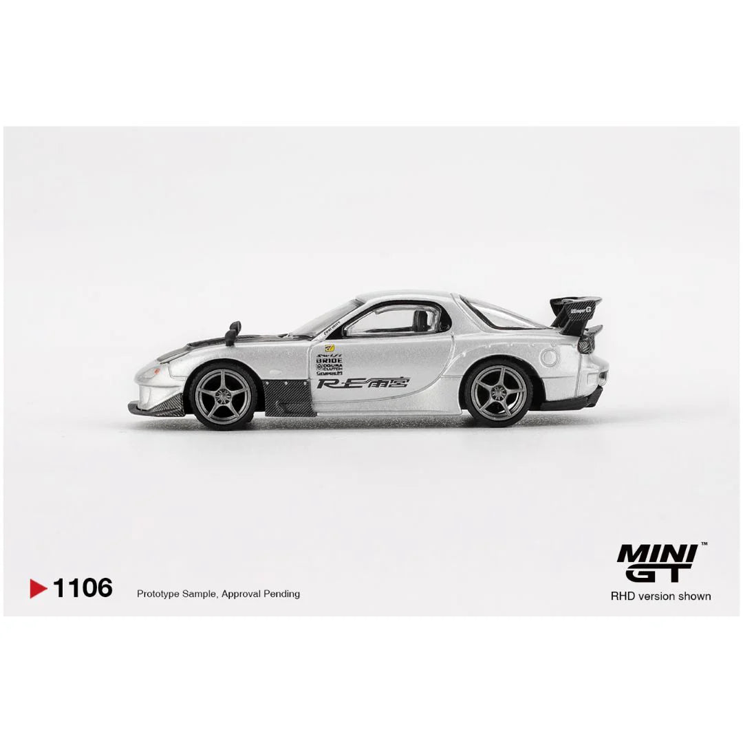 Mini GT #1046 Mini GT Blister #1106 Mazda RX-7 RE-Amemiya Silver Metallic – 1:64 Scale Diecast Model