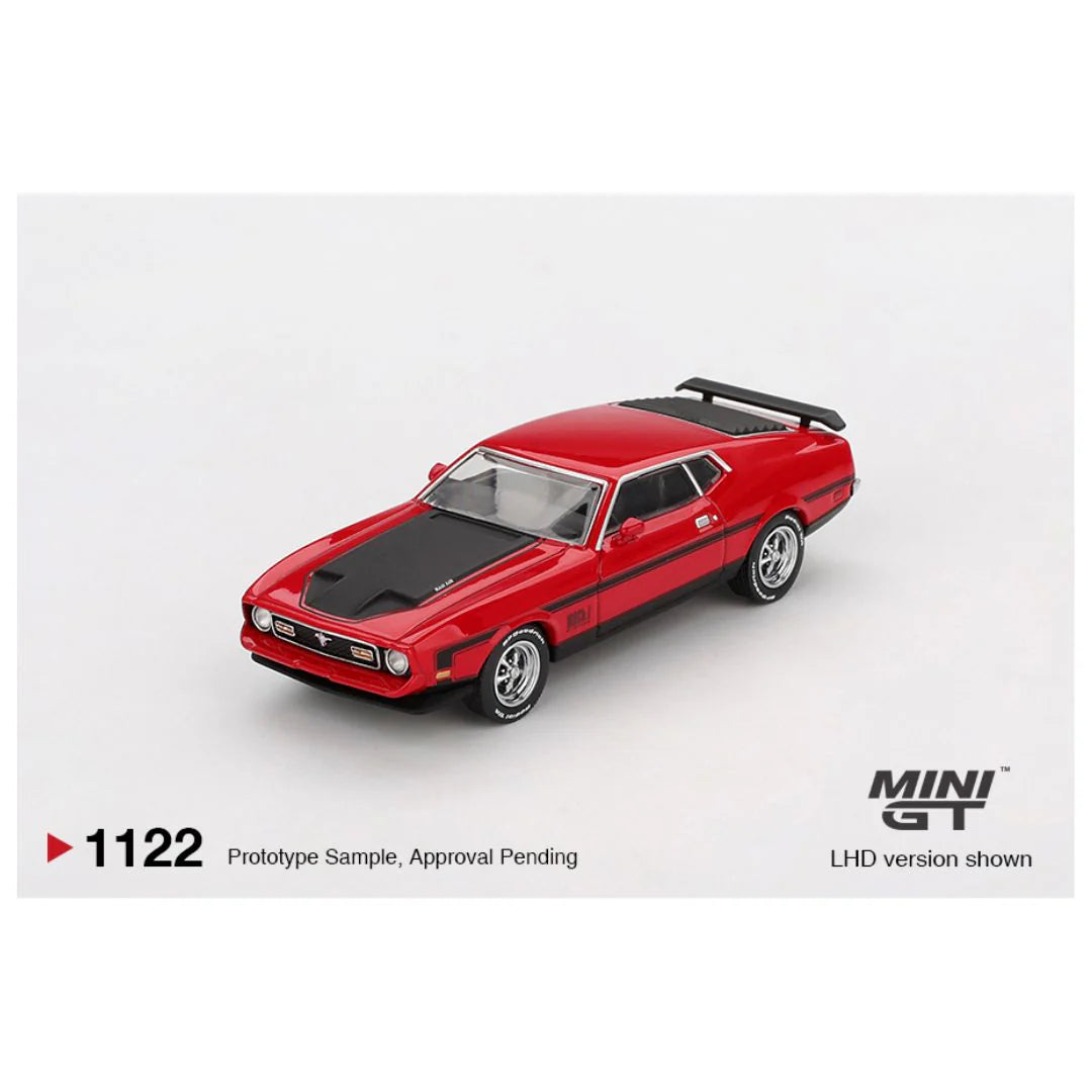 Mini GT Blister #1122 Ford Mustang Mach 1 1971 Race Red – 1:64 Scale Diecast Model