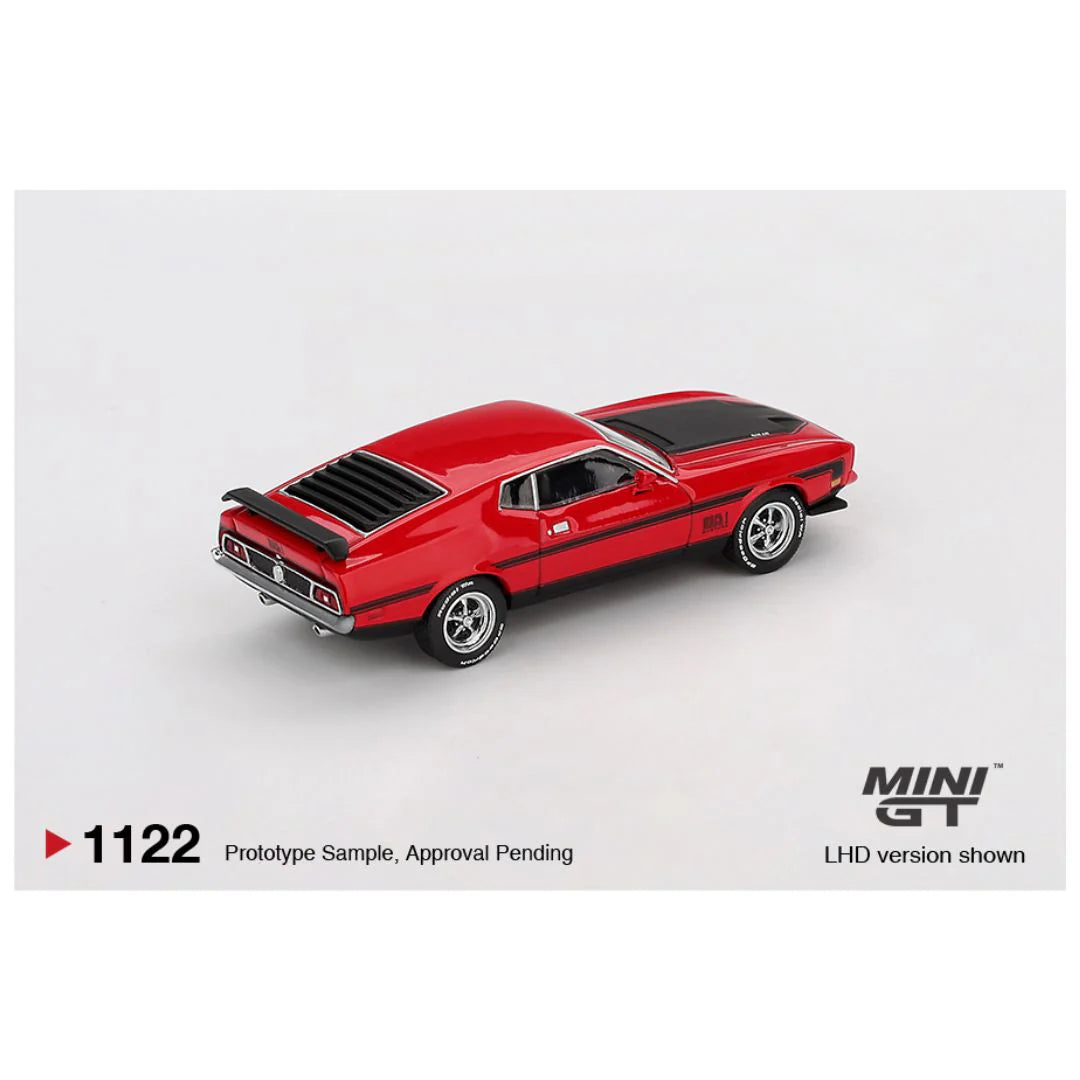 Mini GT Blister #1122 Ford Mustang Mach 1 1971 Race Red – 1:64 Scale Diecast Model