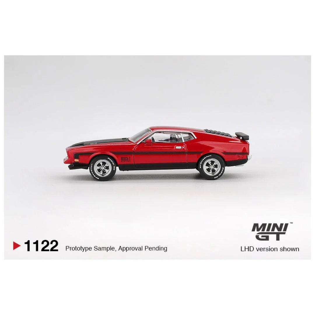 Mini GT Blister #1122 Ford Mustang Mach 1 1971 Race Red – 1:64 Scale Diecast Model