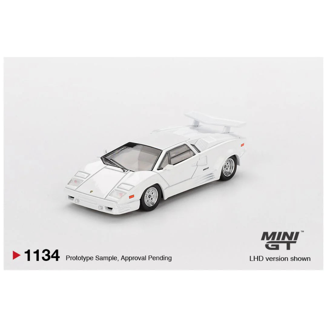 Mini GT #1134 Lamborghini Countach 25th Anniversary White – 1:64 Scale Diecast Model