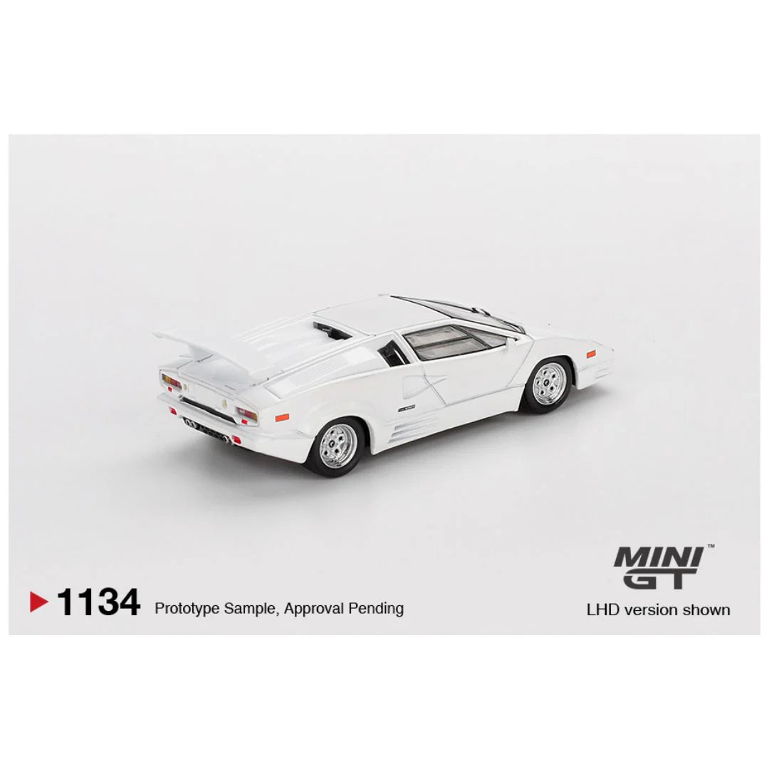 Mini GT #1134 Lamborghini Countach 25th Anniversary White – 1:64 Scale Diecast Model
