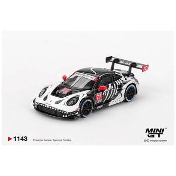 Mini GT #1143 Porsche 911 GT3 R #77 AO Racing 2025 IMSA Petit Le Mans – 1:64 Scale Diecast Model