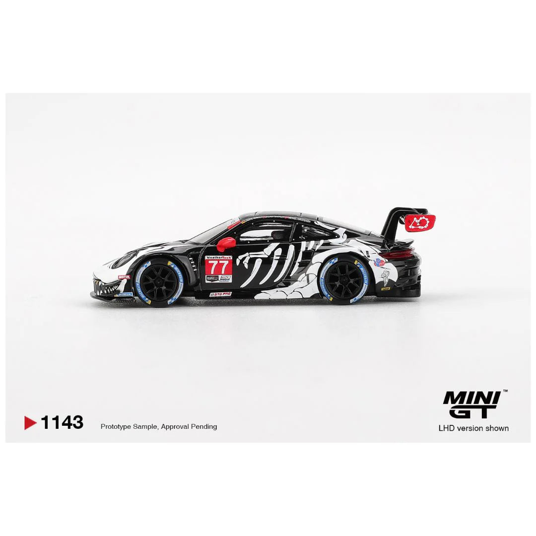 Mini GT #1143 Porsche 911 GT3 R #77 AO Racing 2025 IMSA Petit Le Mans – 1:64 Scale Diecast Model