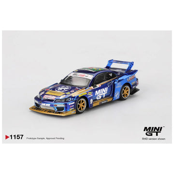 Mini GT #1157 Nissan Silvia (S15) LB-Super Silhouette #555 Team MINI GT Liberty Walk 2025 Formula Drift – 1:64 Scale Diecast Model