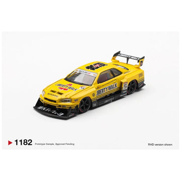 Mini GT #1182 Nissan LB-ER34 Super Silhouette SKYLINE Sport Yellow – 1:64 Scale Diecast Model | Box Packed