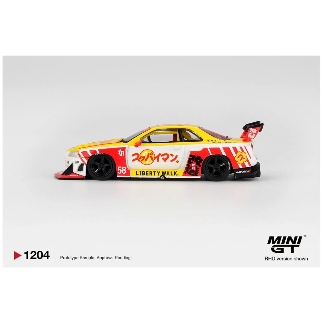 Mini GT Blister #1204 Nissan LB-ER34 Super Silhouette SKYLINE Suppaiman Okinawa – 1:64 Scale Diecast Model