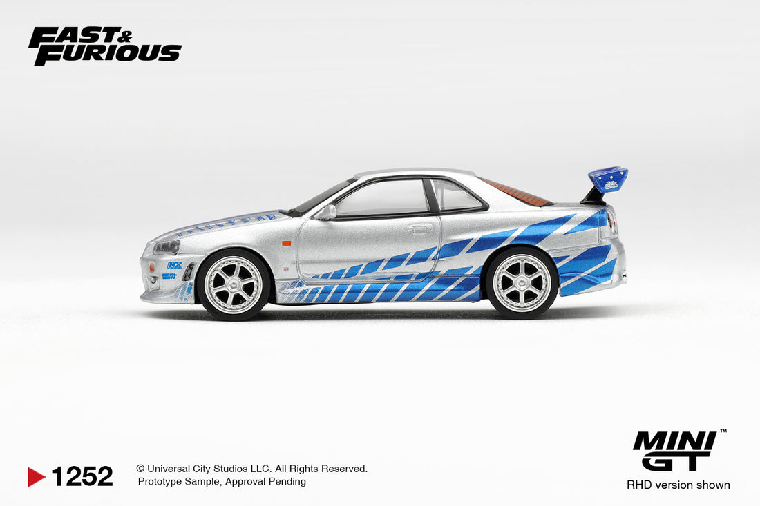 Mini GT PRE-ORDER #1252 Nissan Skyline GT-R C-WEST “2 Fast 2 Furious” Brian O'Conner – Blister | 1:64 Scale Diecast Model