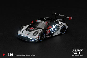 PREORDER: MINI GT #1436 Porsche 911 GT3 R (992) #77 AO Racing “Skeleton Rexy” – 2026 IMSA Petit Le Mans | 1:64 Boxed