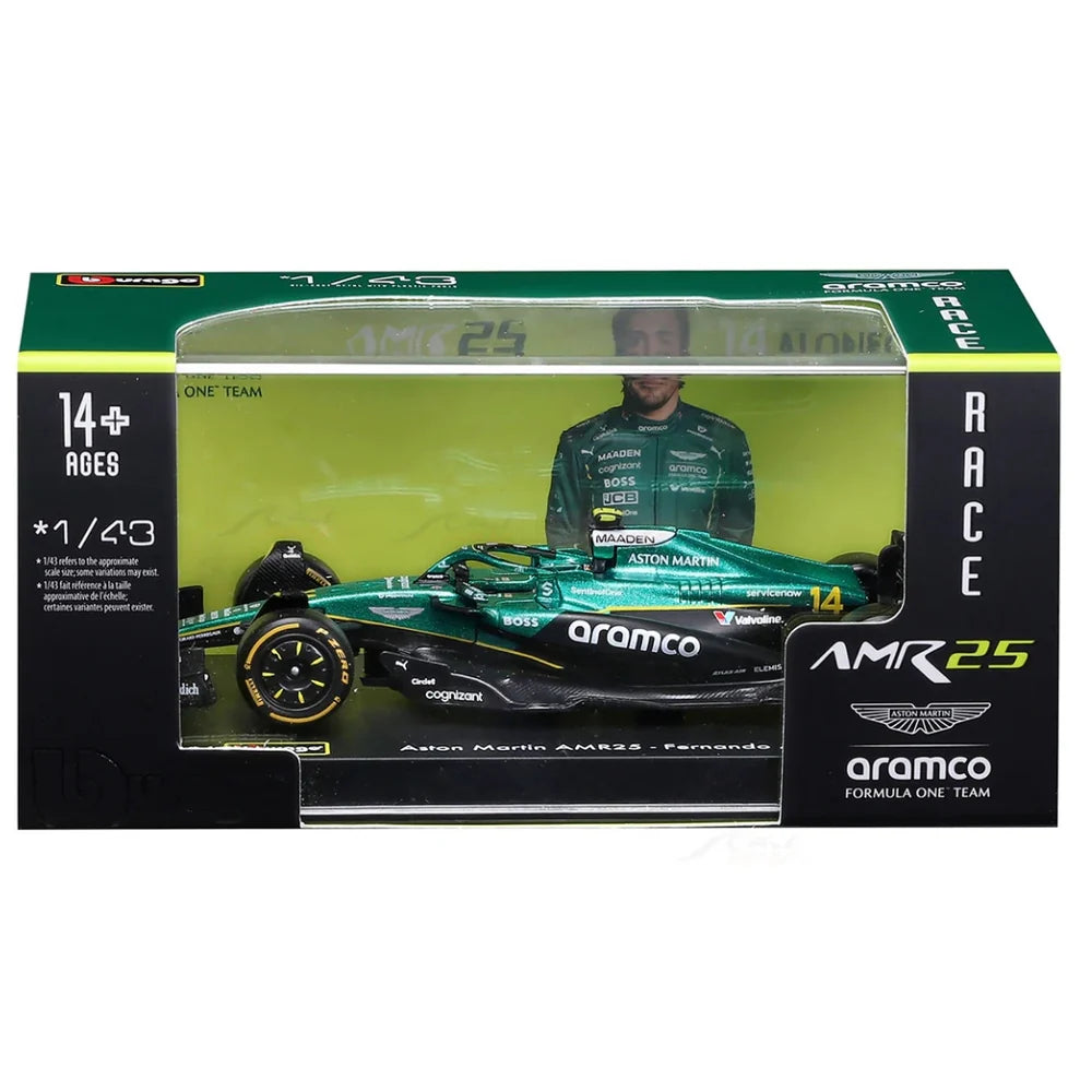 Bburago 2025 Aston Martin AMR25 #14 Fernando Alonso Australia GP – 1:43 Scale Die-Cast Model