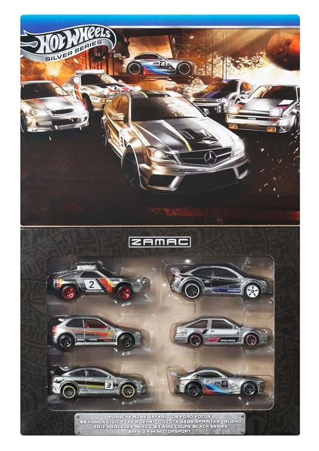 Hot Wheels Silver Series ZAMAC JBY80 Multipack (Set of 6 Cars) (MRP) – 1:64 Scale Die-Cast Models