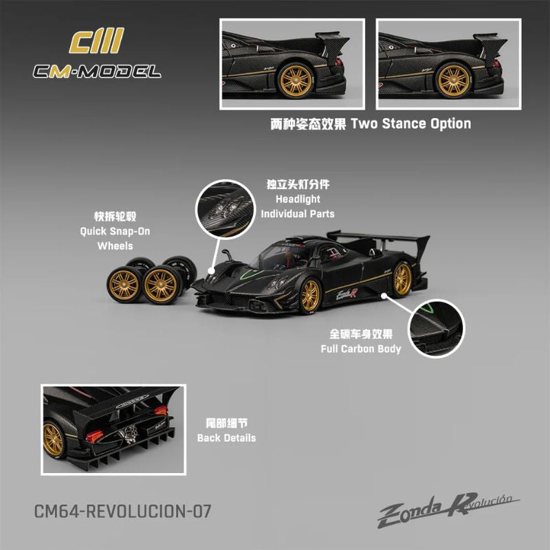 CM Model Pagani Zonda Revolución Dry Carbon – 1:64 Scale Premium Die-Cast Model