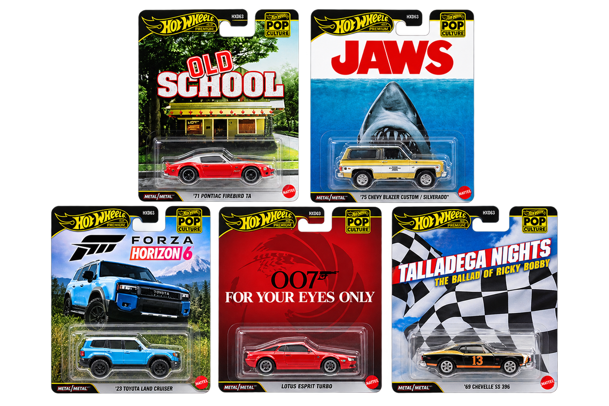 Hot Wheels Pop Culture Complete Set of 5 Cars | 1:64 Scale Die-Cast Collectible Set