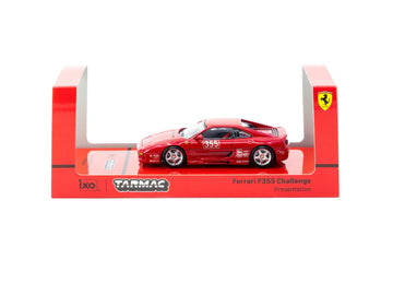 Tarmac Works HOBBY64 Ferrari F355 Challenge Presentation Red (T64-083-PRE) – 1:64 Scale Diecast Model