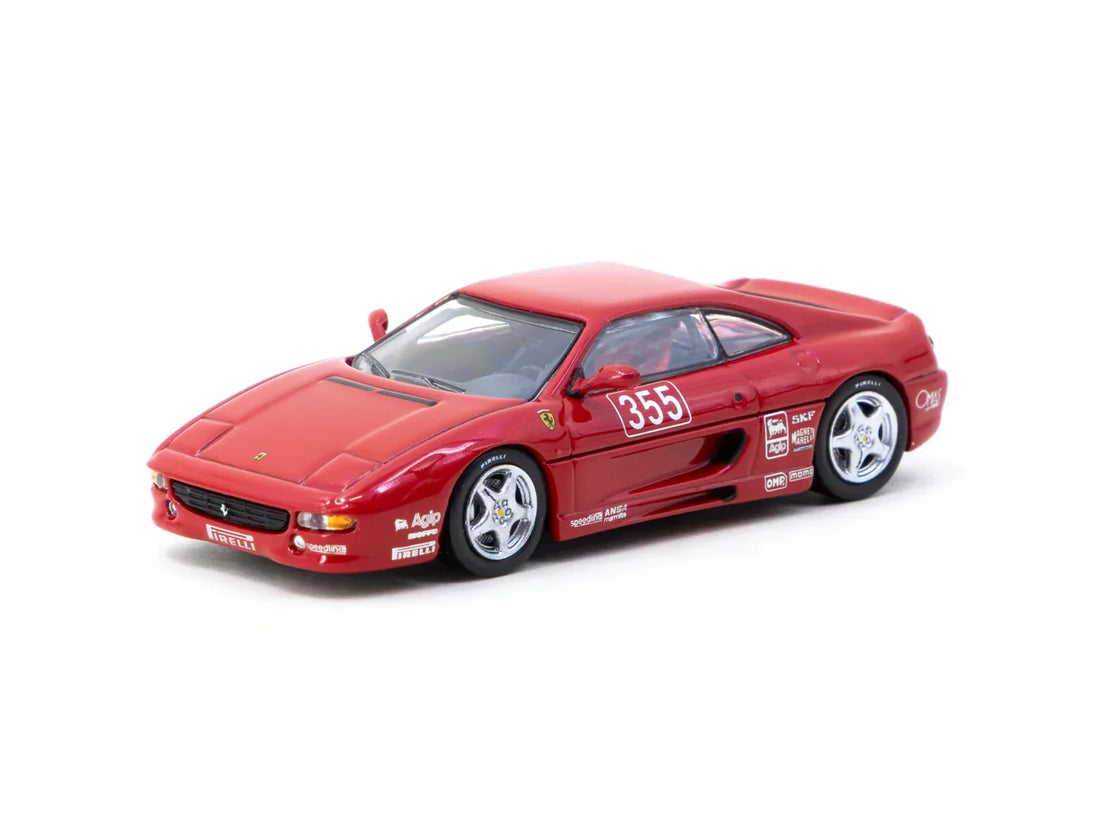 Tarmac Works HOBBY64 Ferrari F355 Challenge Presentation Red (T64-083-PRE) – 1:64 Scale Diecast Model