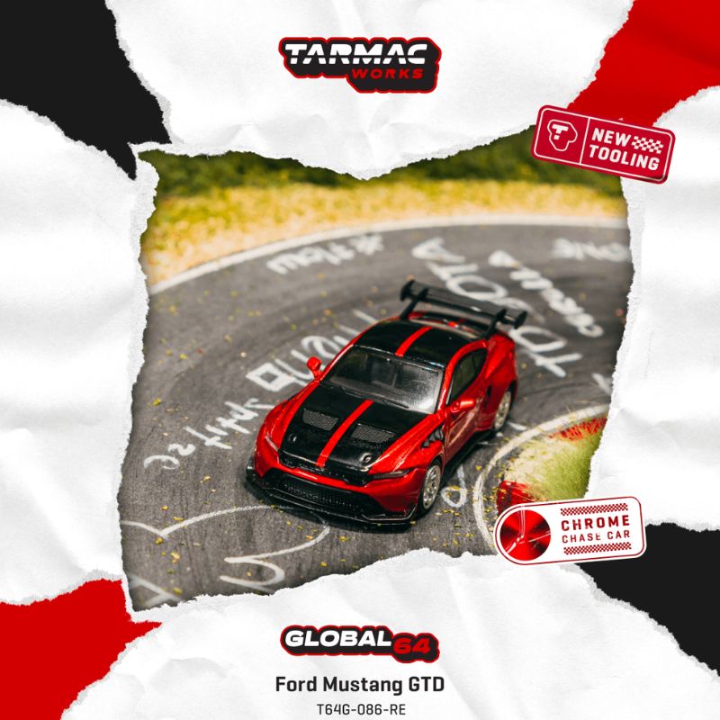 Tarmac Works Ford Mustang GTD Red – 1:64 Scale Premium Die-Cast Model
