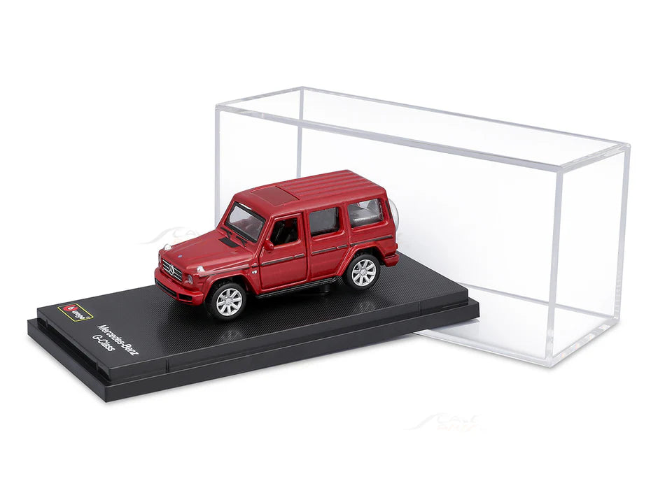 Bburago Mercedes-Benz G-Class (G-Wagon) Red (Acrylic Display Case) – 1:64 Scale Diecast Model