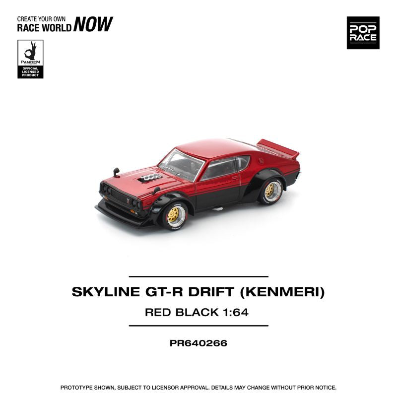 Pop Race Skyline GT-R Drift (Kenmeri) Red Black – 1:64 Scale Premium Die-Cast Model