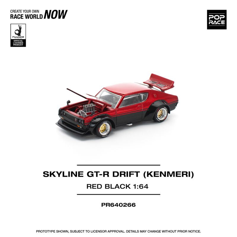 Pop Race Skyline GT-R Drift (Kenmeri) Red Black – 1:64 Scale Premium Die-Cast Model