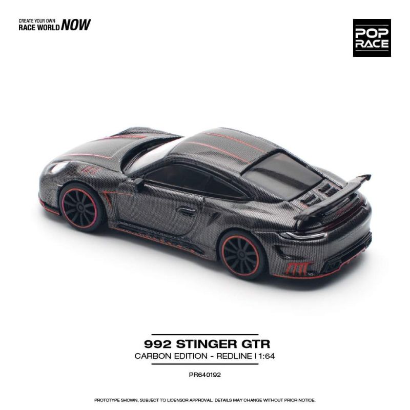 Pop Race Porsche 992 Stinger GTR Carbon Edition Red Line – 1:64 Scale Premium Die-Cast Model