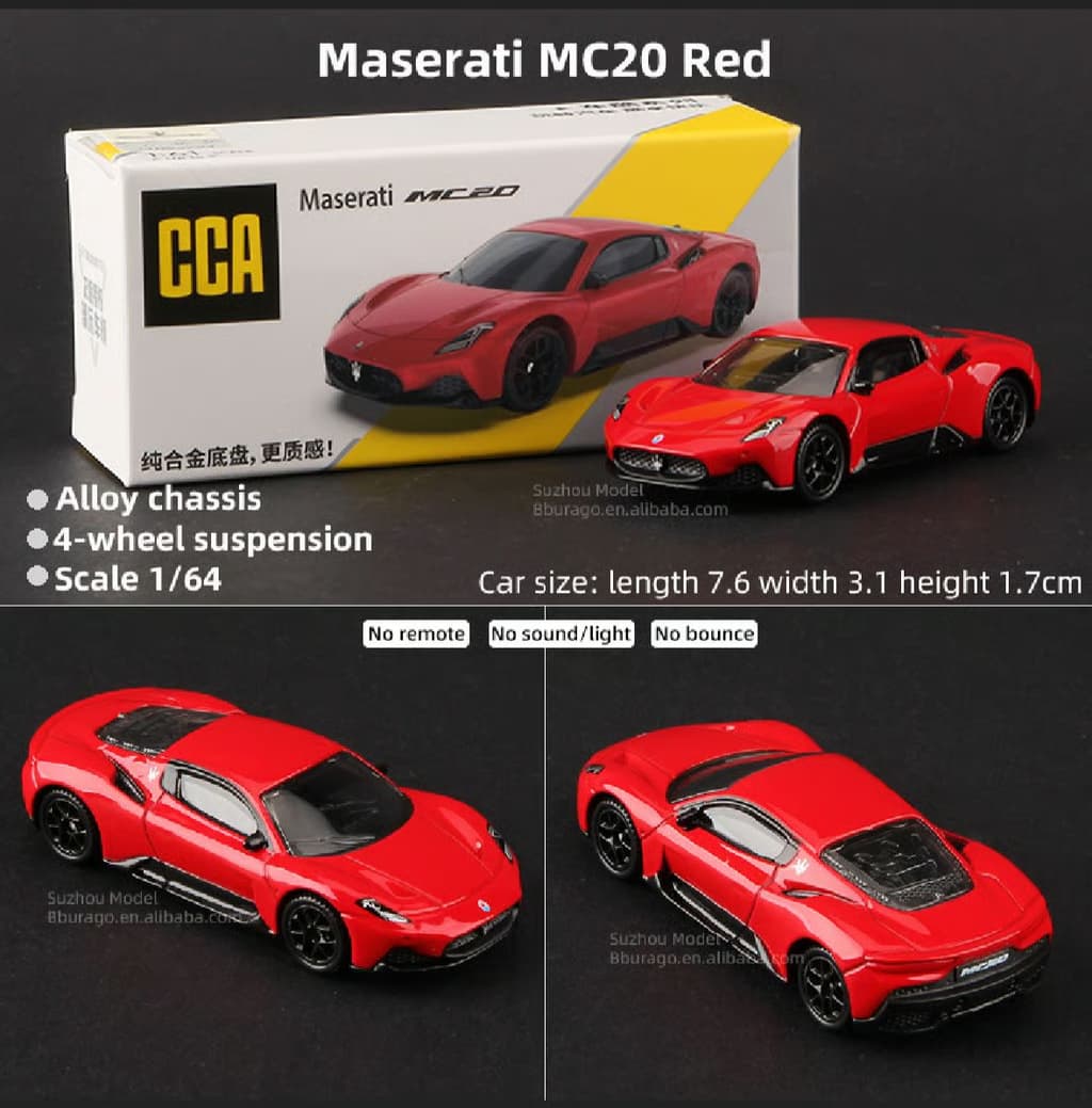 CCA Maserati MC20 Red – 1:64 Scale Diecast Model