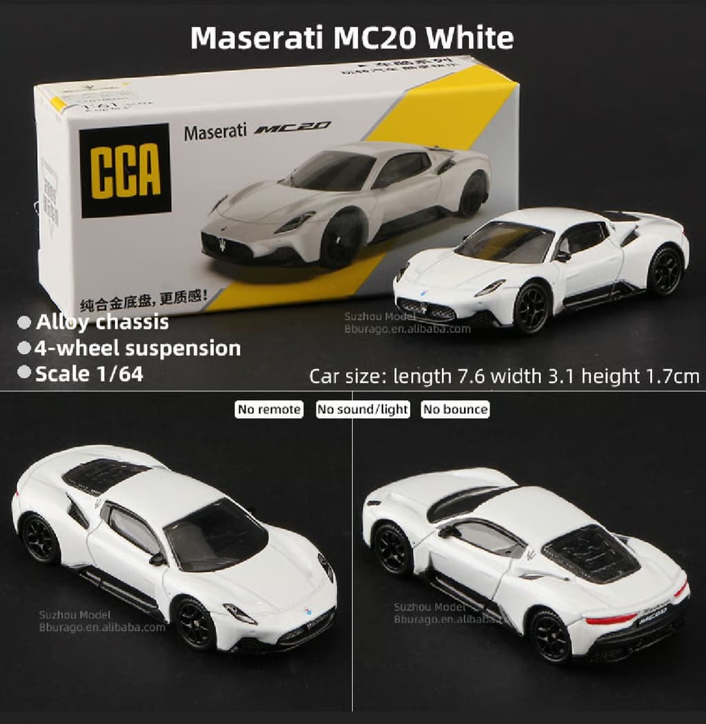CCA Maserati MC20 White – 1:64 Scale Diecast Model
