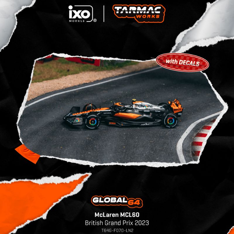Tarmac Works McLaren MCL60 British Grand Prix 2023 Lando Norris – 1:64 Scale Diecast Model
