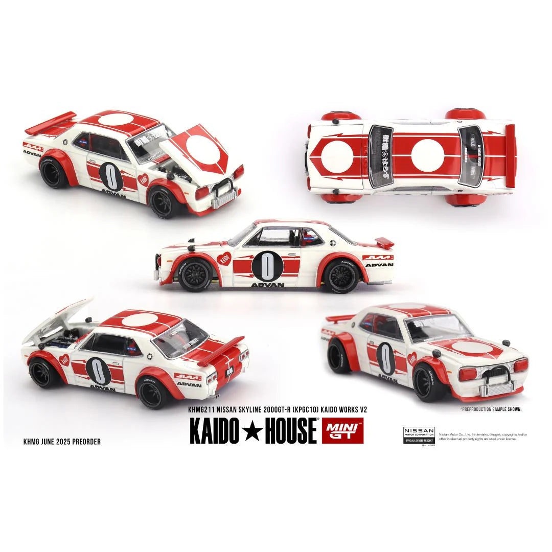 Mini GT Kaido House #211: Nissan Skyline 2000GT-R (KPGC10) Kaido Works V2 – 1:64 Scale Diecast Model