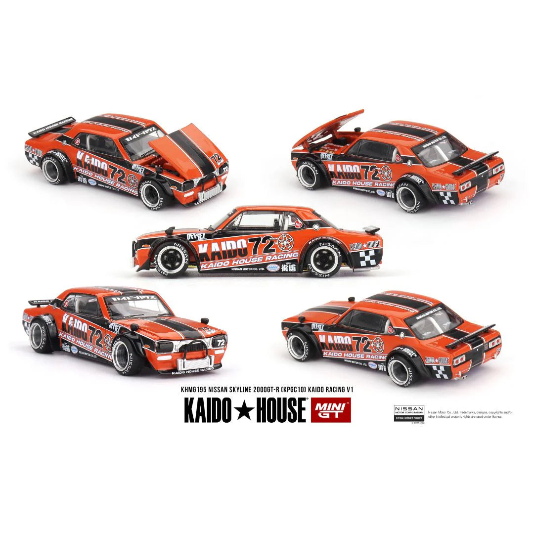 Mini GT Kaido House Nissan Skyline 2000GT-R (KPGC10) Kaido Racing V1 #195 – 1:64 Scale Diecast Model