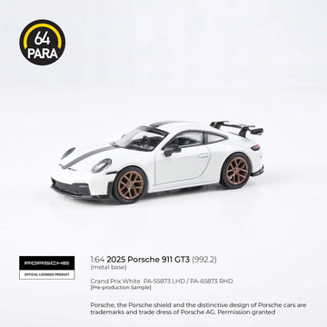 Porsche 911 GT3 (992.2) 2025 White – 1:64 Scale Die-Cast Model