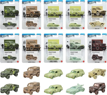 Hot Wheels Pantone Silver Series Mainline Card Art Complete Set of 10 Cars | 1:64 Scale Collectible Die-Cast Vehicle Set