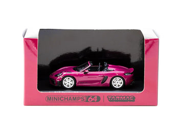 Collab64 Porsche 718 Spyder RS Ruby Star Neo Pink – 1:64 Scale Diecast Model