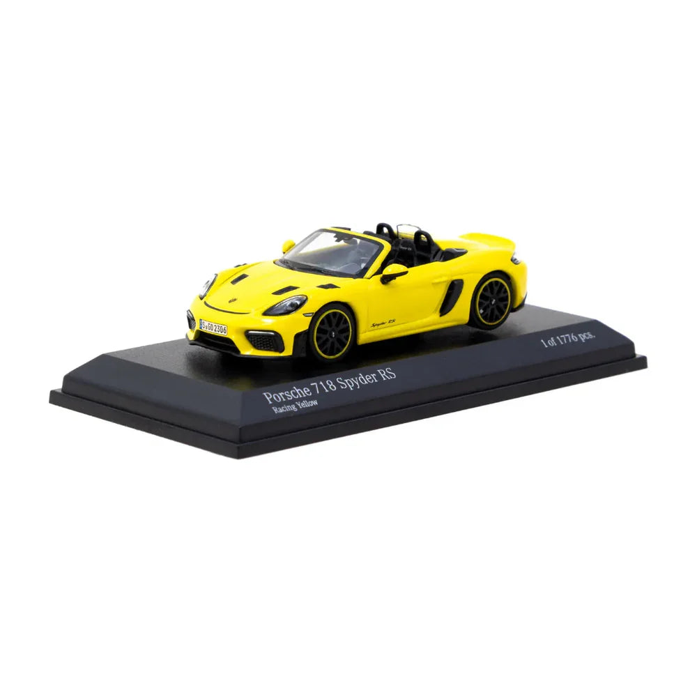 Collab64 Porsche 718 Spyder RS Racing Yellow – 1:64 Scale Diecast Model