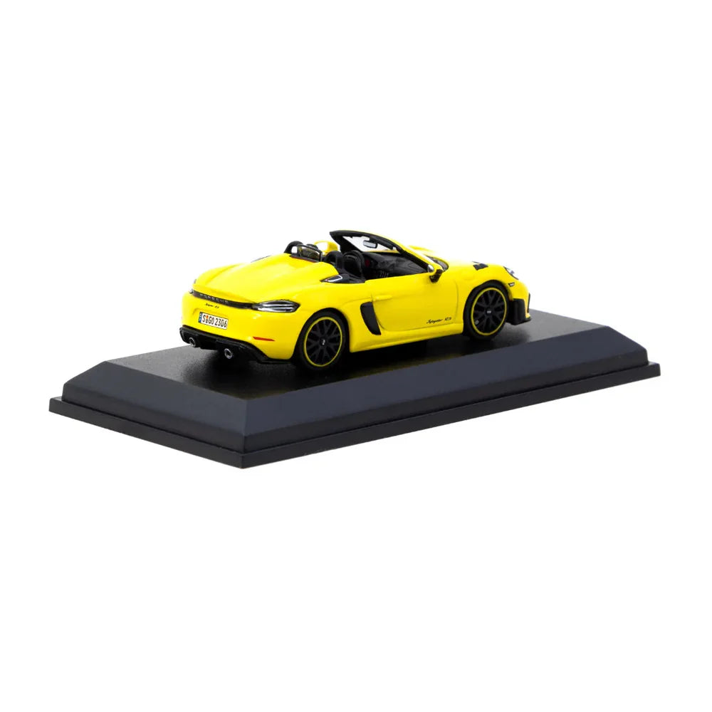 Collab64 Porsche 718 Spyder RS Racing Yellow – 1:64 Scale Diecast Model