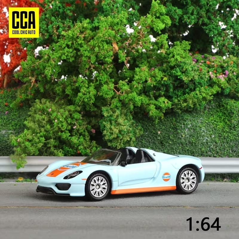 CCA Porsche 918 Spyder Gulf Edition (Acrylic Display Case) – 1:64 Scale Diecast Model
