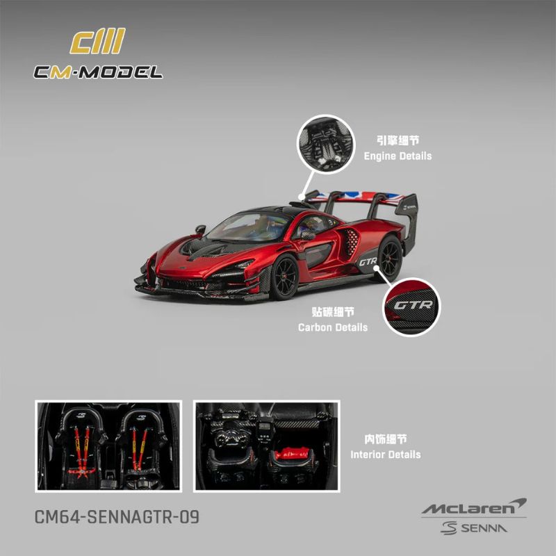 CM Model McLaren Senna GTR Metallic Red – 1:64 Scale Premium Die-Cast Model