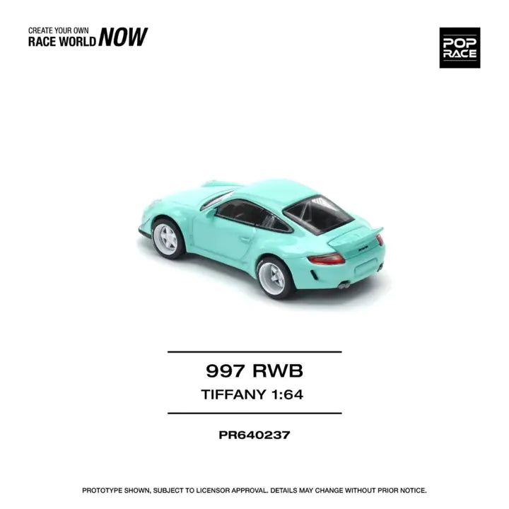 POP RACE Porsche 997 RWB Tiffany Blue PR64-237 – 1:64 Scale Diecast Model