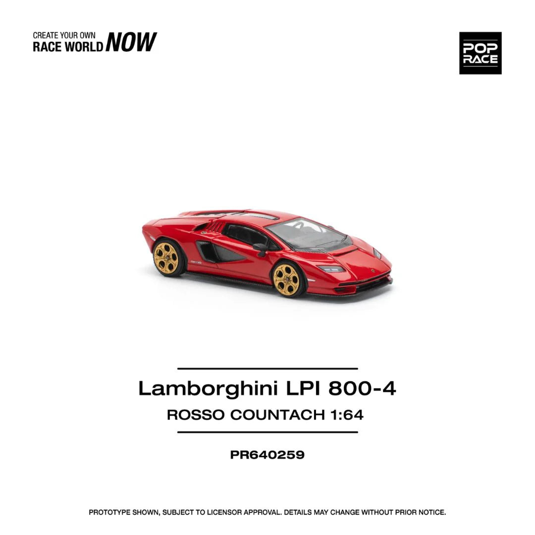 POP RACE Lamborghini Countach LPI 800-4 Rosso PR64-259 – 1:64 Scale Diecast Model