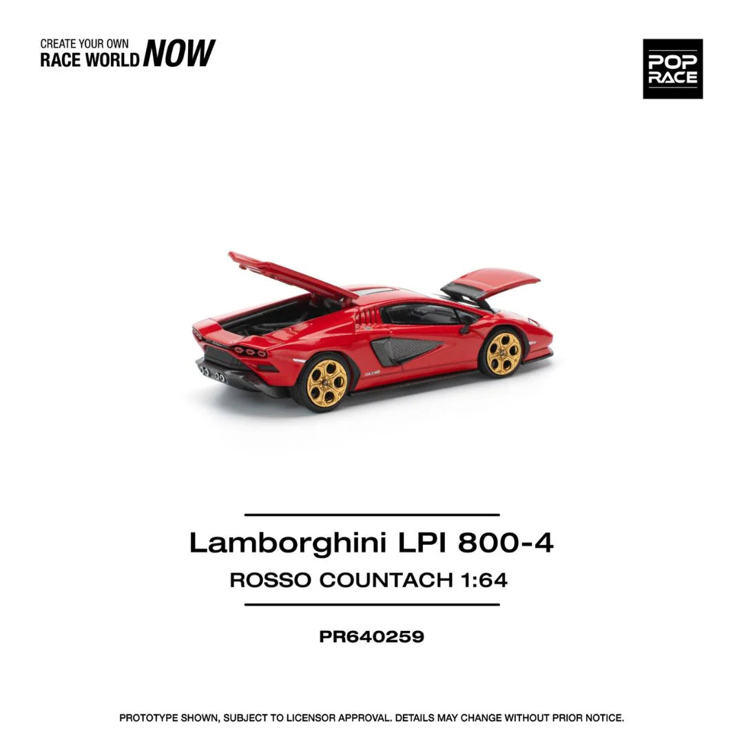 POP RACE Lamborghini Countach LPI 800-4 Rosso PR64-259 – 1:64 Scale Diecast Model