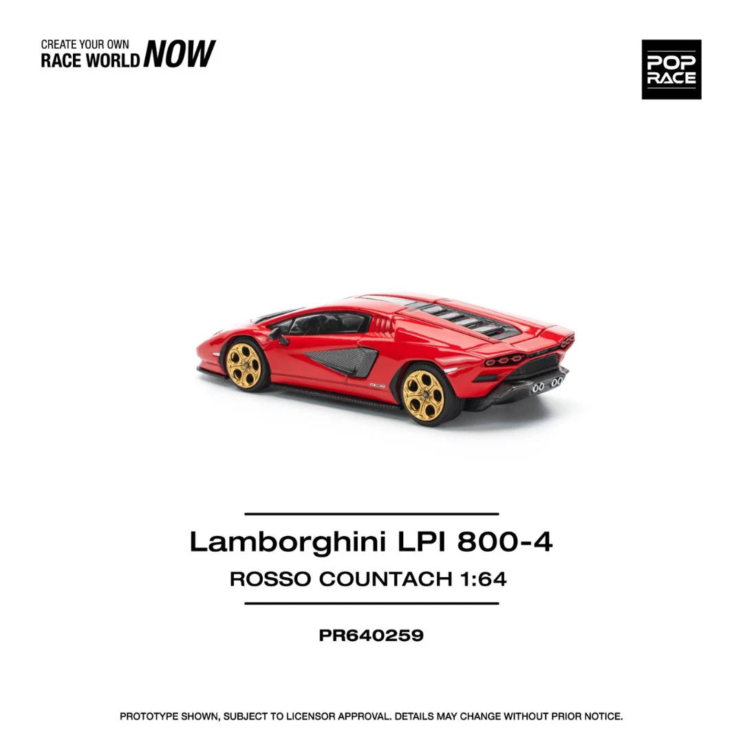POP RACE Lamborghini Countach LPI 800-4 Rosso PR64-259 – 1:64 Scale Diecast Model