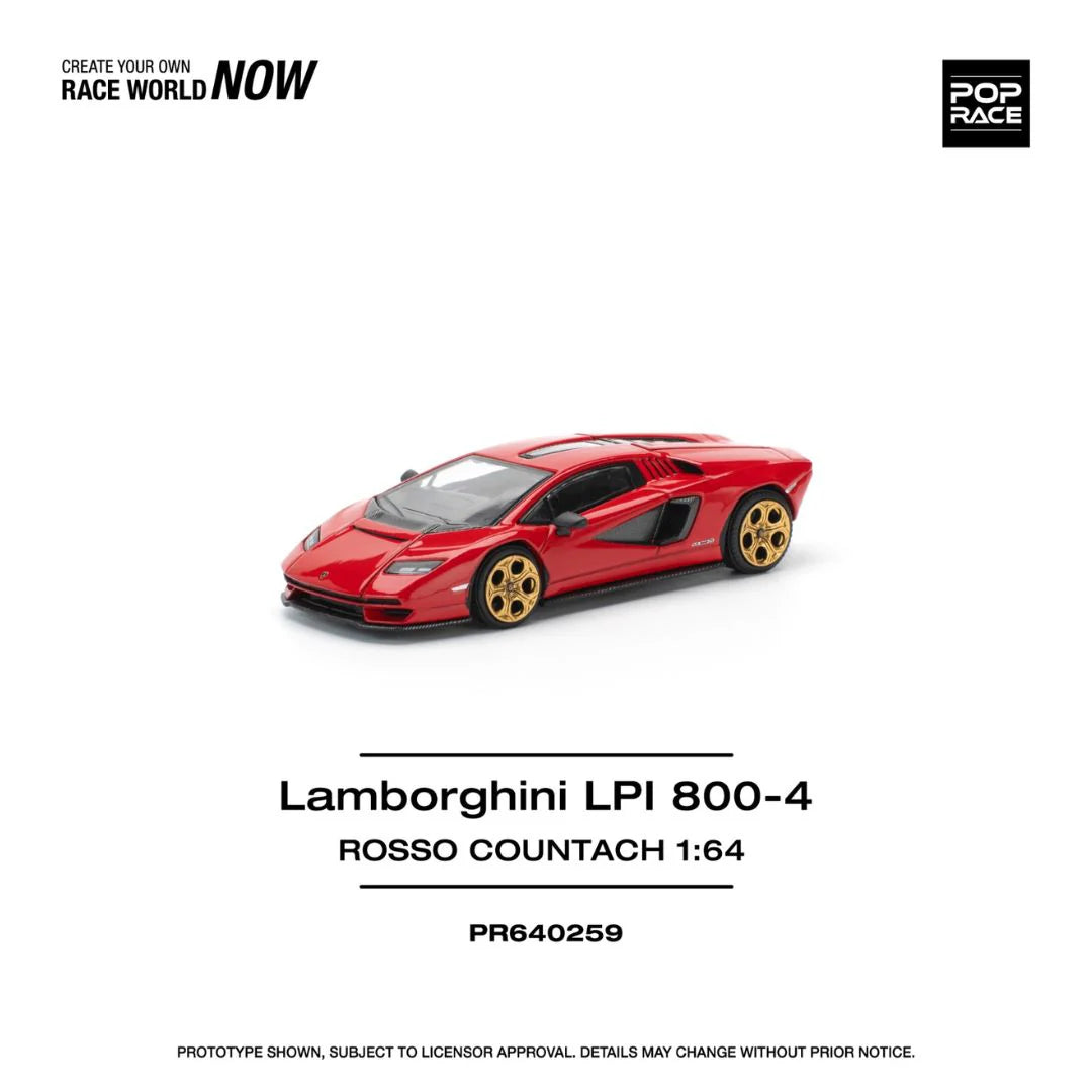POP RACE Lamborghini Countach LPI 800-4 Rosso PR64-259 – 1:64 Scale Diecast Model