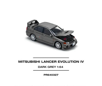 POP RACE Mitsubishi Lancer Evolution IV Dark Gray #327 – 1:64 Scale Diecast Model