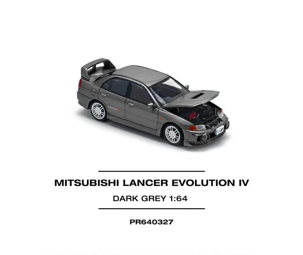 POP RACE Mitsubishi Lancer Evolution IV Dark Gray #327 – 1:64 Scale Diecast Model