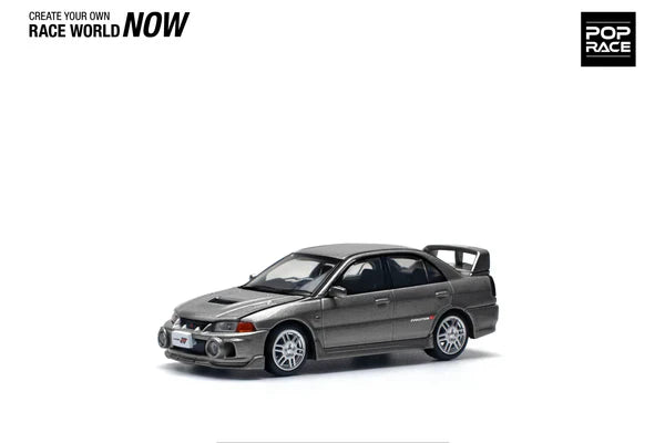 POP RACE Mitsubishi Lancer Evolution IV Dark Gray #327 – 1:64 Scale Diecast Model