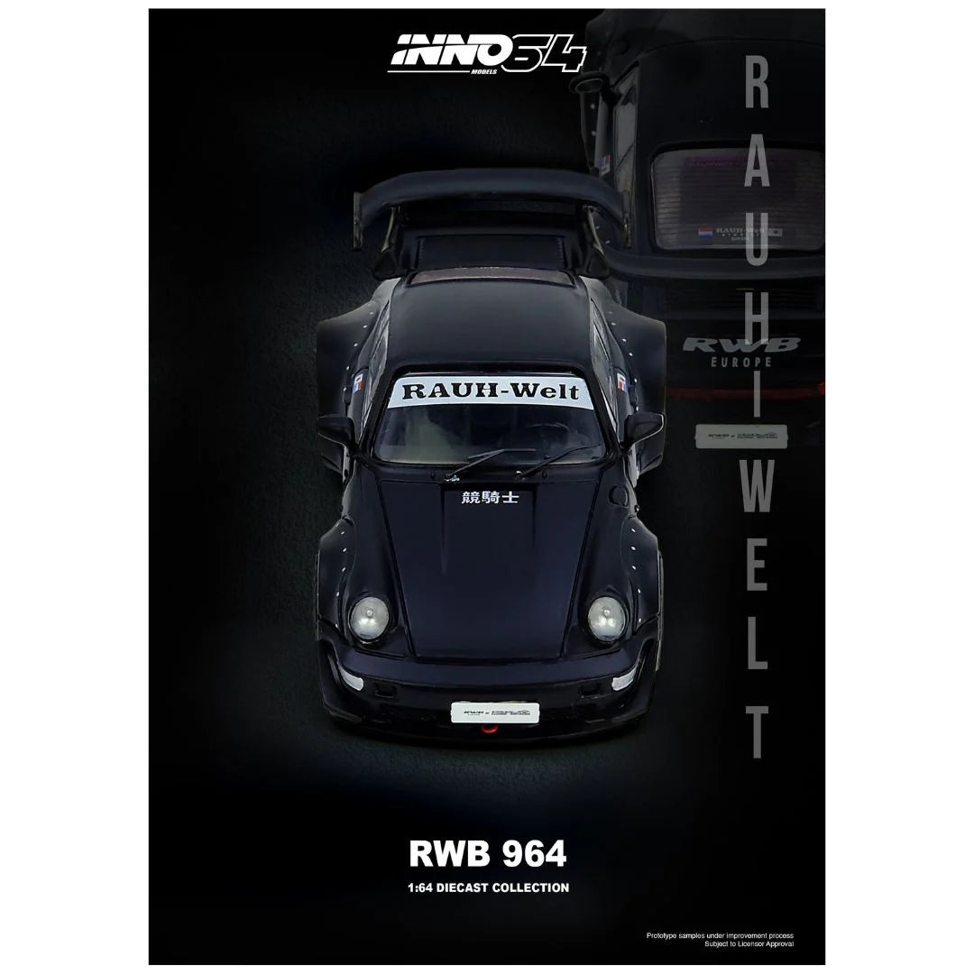 INNO64 Porsche RWB 964 Matte Black – 1:64 Scale Diecast Model
